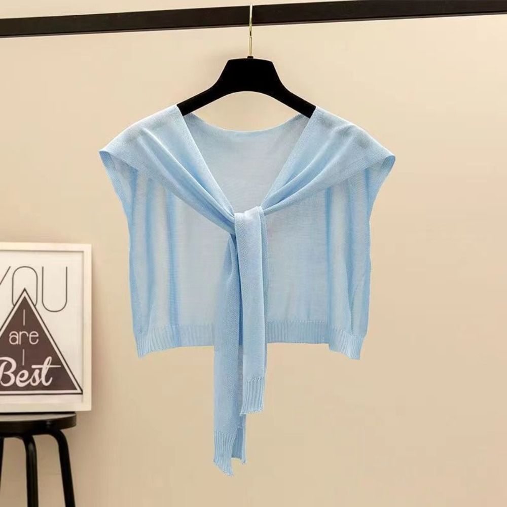 Châle fin en tricot tendance avec nœud, léger, écharpe climatiseuse, faux col, protège-cou pour femmes et filles