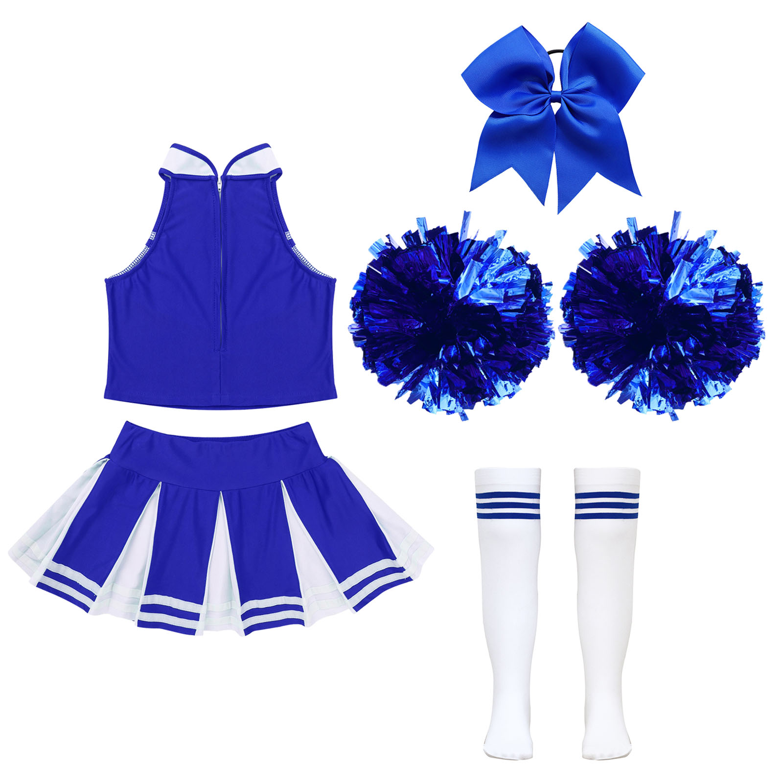 Costumes de pom-pom girl pour filles, uniforme d'encouragement, tenue de danse de fête d'Halloween, performance sur scène, robe de paupières de sport
