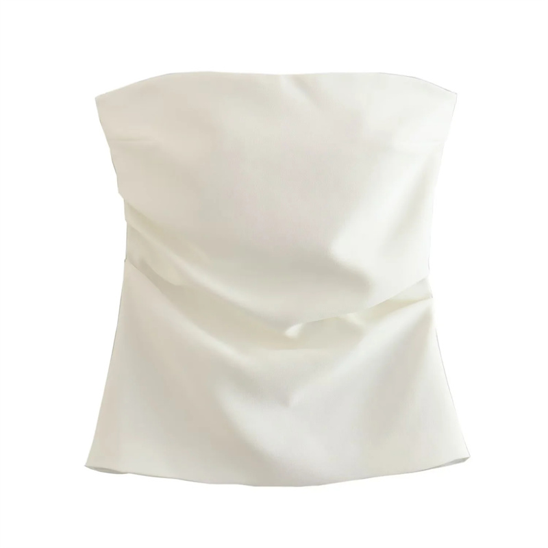 MUJER 2025 femmes bustier tubulaire blanc noir épaules nues haut court femme rose sans manches dos nu Sexy hauts femme mode hauts Corset