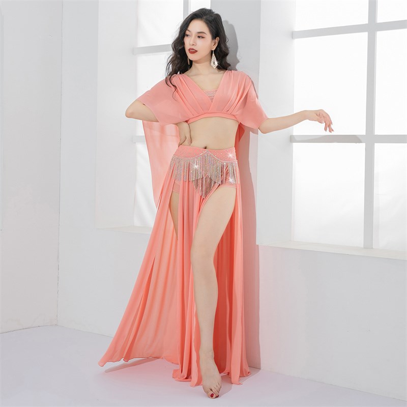 Costume de danse du ventre à franges de luxe, cadérines de danse arabe, jupe sexy en biscuits, tenue financière, compétition brillante, Rotterdam, 2 pièces