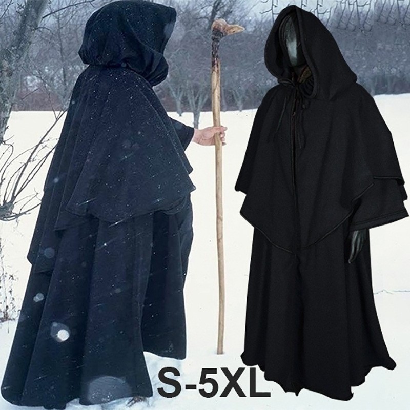 Cape médiévale à capuche Robe Cape 5 couleurs Robe de moine Cape à manches longues Cape de magicien Halloween scène Cosplay Costumes nouveau 2025