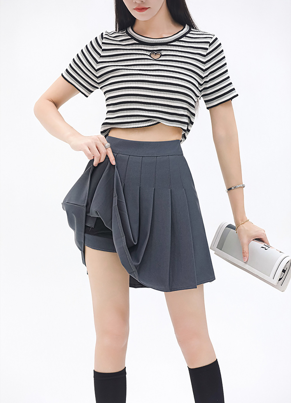 Jupe plissée ceinture élastique Style Preppy jupe décontracté été mode douce Hottie collège JK noir femmes jupe en gros