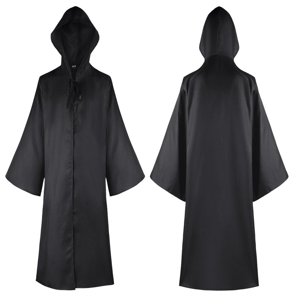 Robe médiévale à capuche moine prêtre Robe garçon Halloween enfants adulte Cosplay Costume noir blanc Cape magicien tunique Cape pour hommes