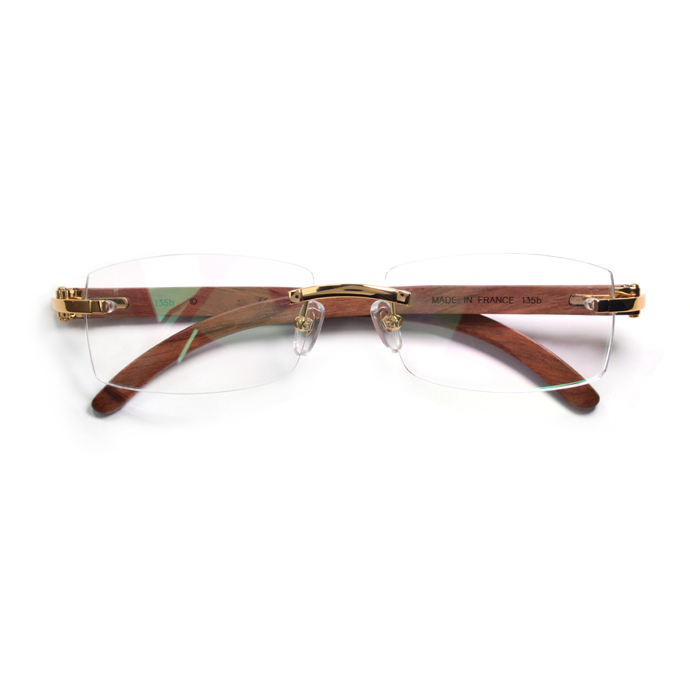 Monture de lunettes sans monture en bois pour hommes, haute qualité, originale, Vintage, rectangulaire, dioptrique, Flexible, grande tête