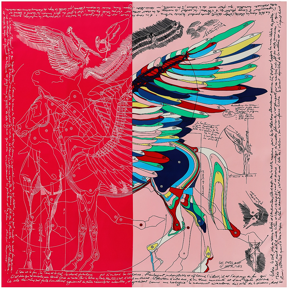 130cm 100% foulard en soie marque foulard carré Design de mode Pegasus femmes châle Bandana foulard foulards pour dames
