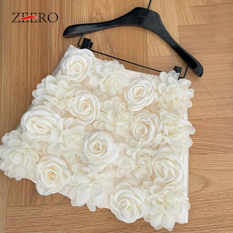 Printemps femmes tempérament paquet hanche noir tridimensionnel Rose jupe femme douce mode Y2k une ligne Mini Kawaii jupes