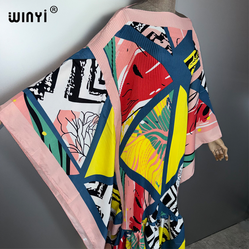 WINYI mode plissée élastique robe ample vacances plage couvrir maxi caftan abaya dubaï robes de soirée de luxe boho robe de soirée