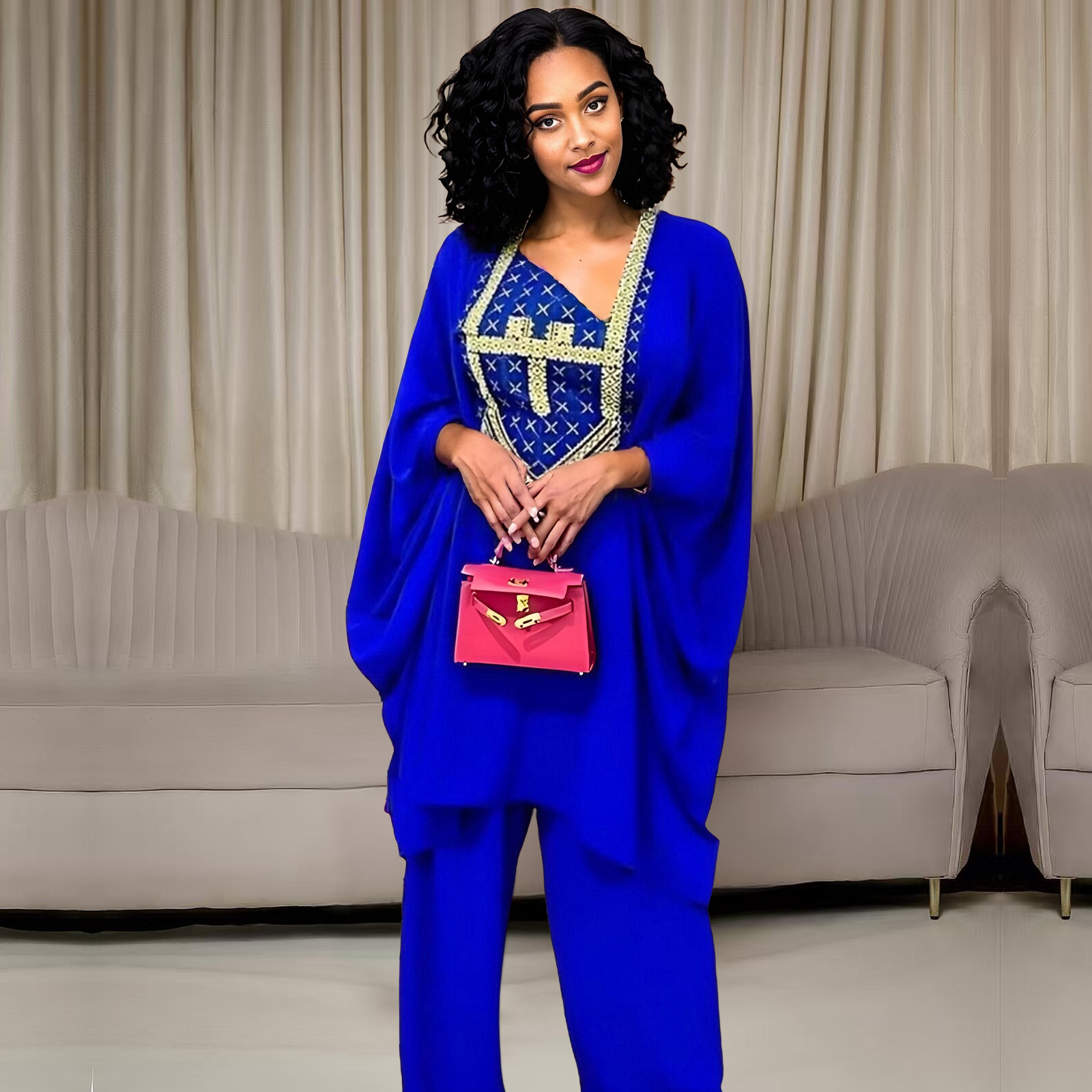 Tenue africaine pour femmes, abaya brodée, grande taille, robe élégante pour fêtes et églises