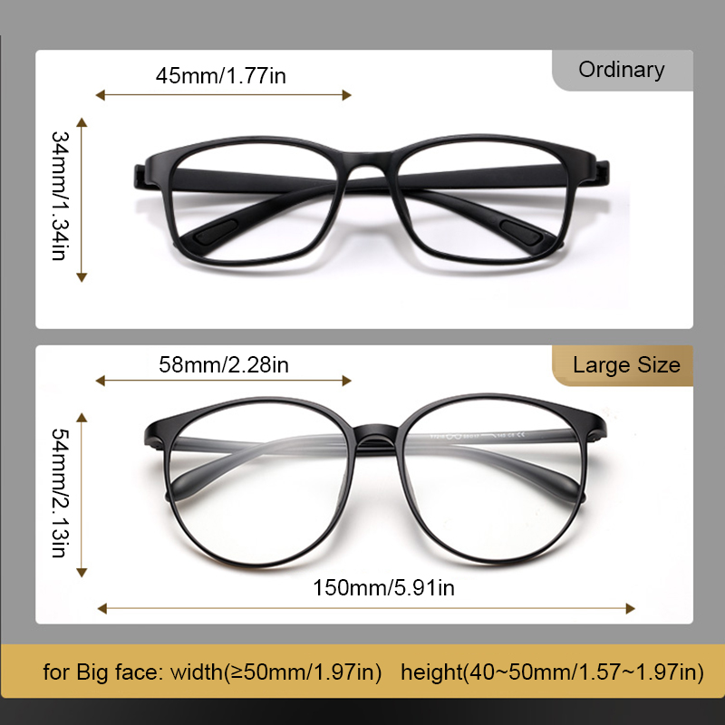 Monture de lunettes ronde surdimensionnée de 150mm pour hommes et femmes, grand visage, ultraléger TR90, mat, grande taille, monture de lunettes optiques
