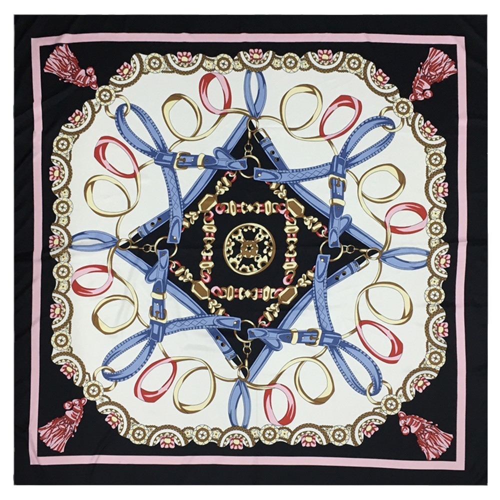 130*130 cm 100% sergé foulard en soie femmes luxe chaîne impression plage châle carré Bandana foulard Femme Fourlard Echarpes étoles