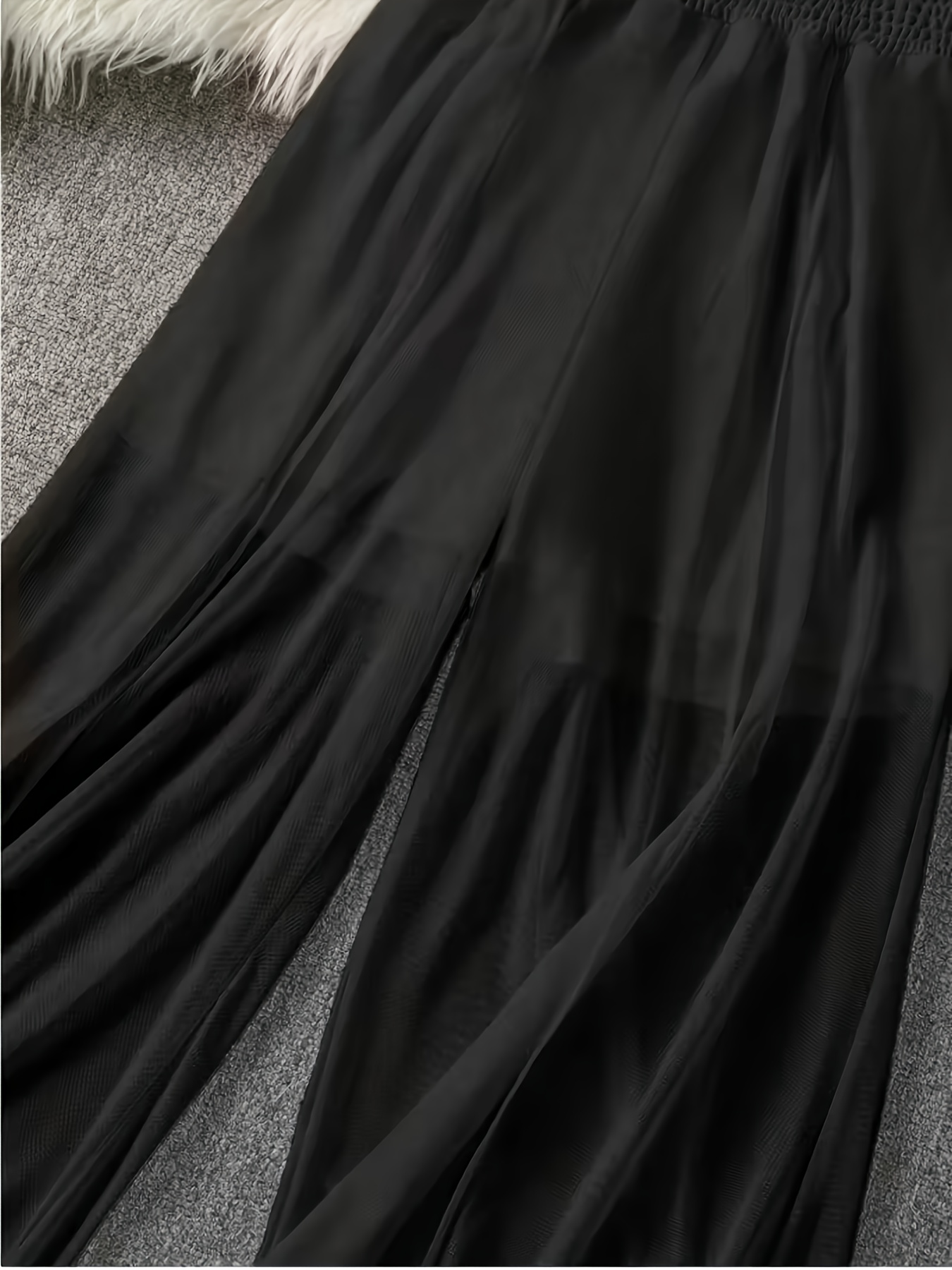Pantalon large noir taille haute fluide et léger pour femme, grande taille, protection solaire, décontracté, idéal pour l'été