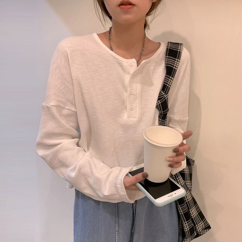 T-shirts à manches longues pour femmes, hauts en coton minimalistes, coupe décontractée, tissu extensible surdimensionné, confortable, doux, quotidien, rétro d'automne
