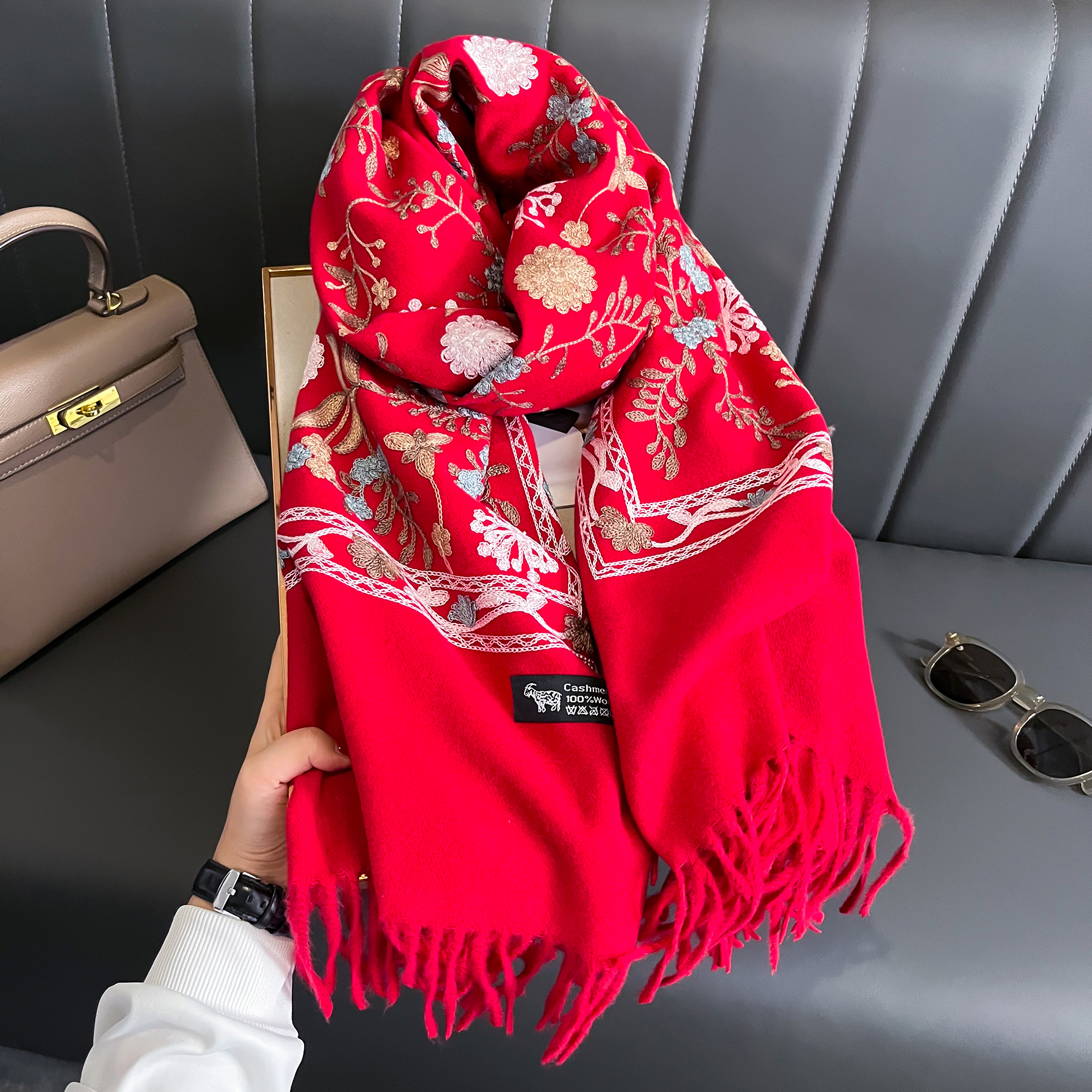 Écharpe chaude en cachemire pour femmes, couverture Pashmina brodée, châle épais, foulard à la mode, Bufanda, Poncho, nouvelle collection hiver