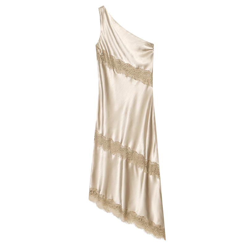 Robe asymétrique en satin pour femmes, robe longue d'été en dentelle, élégante, sans manches, robe de soirée, Vestidos