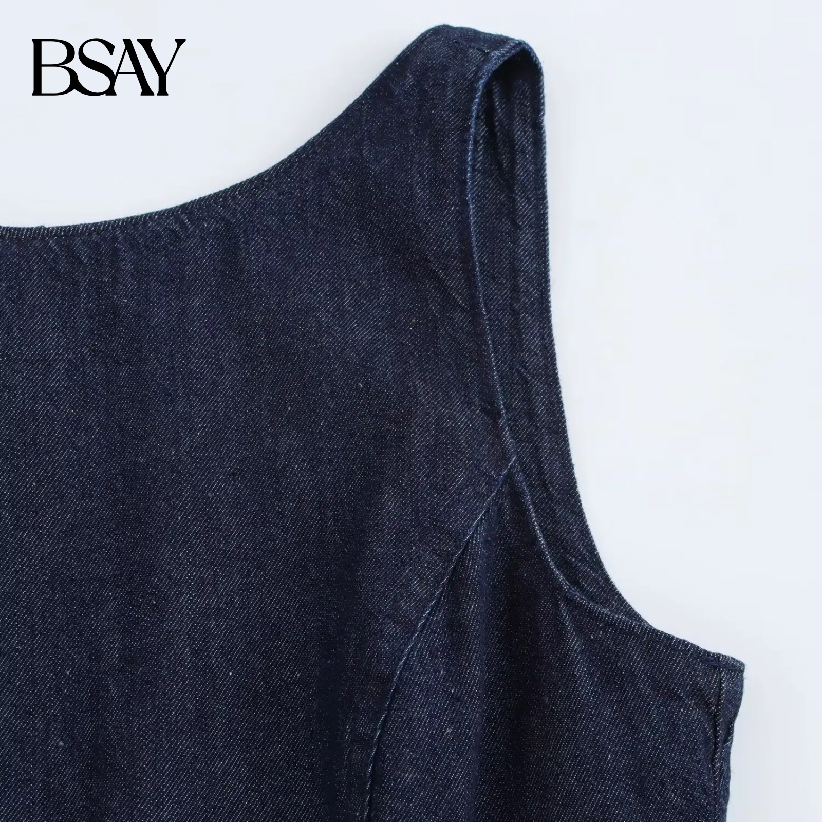 BSAY robe en jean pour femmes mode automne hiver couches décoratives dos nu Mini robes français Chic femme vêtements de soirée