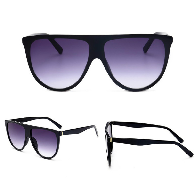 Lunettes de soleil surdimensionnées rétro pour femmes 2026, marque vintage, monture large, dessus plat, lunettes de soleil de créateur, Okulary Eyewear