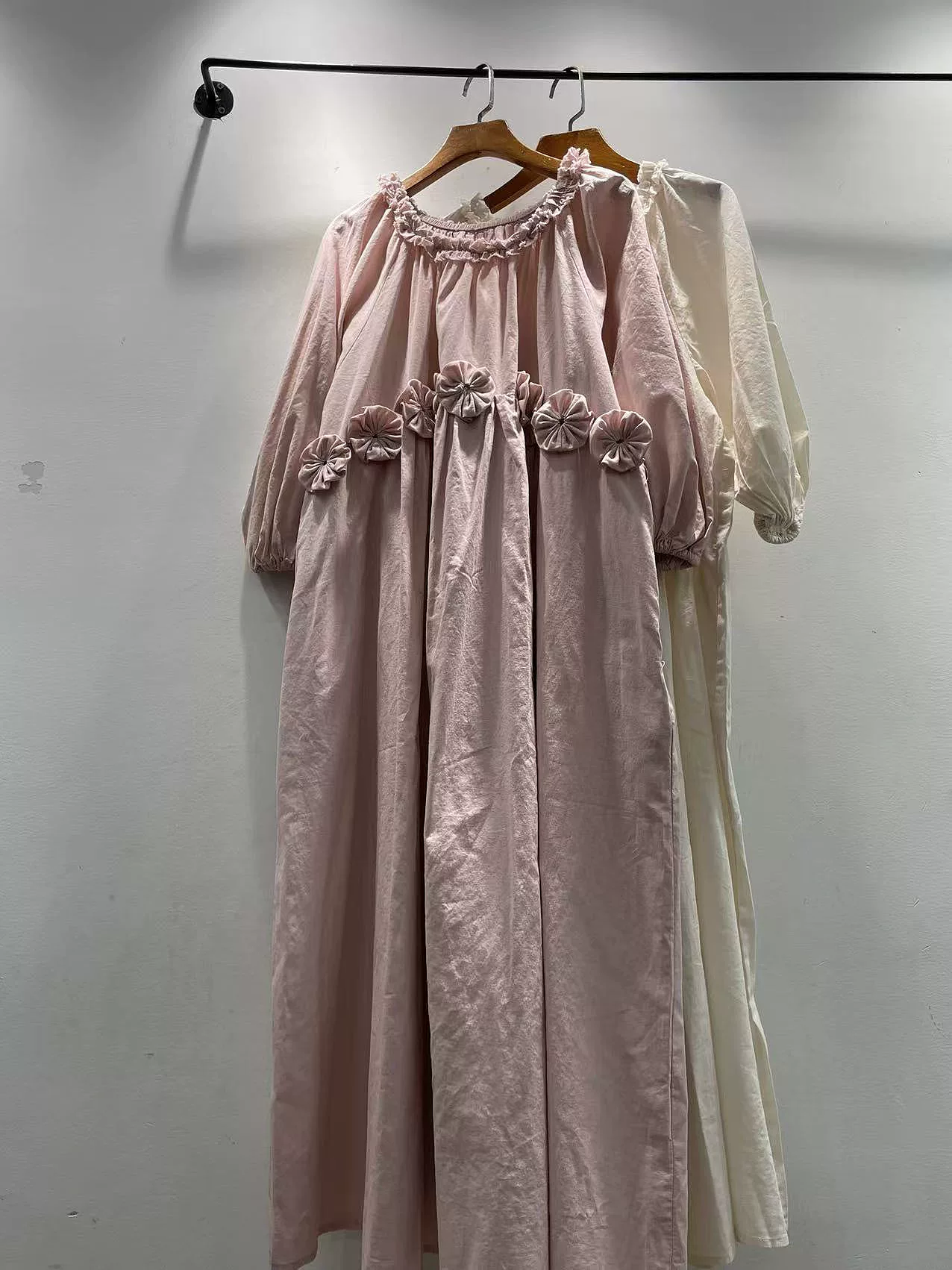 Robe bohème 2026 pour femme, collection printemps, marque originale, patch floral 3D, robe rose et blanche, style Mori Girl, en pur coton, vestidos