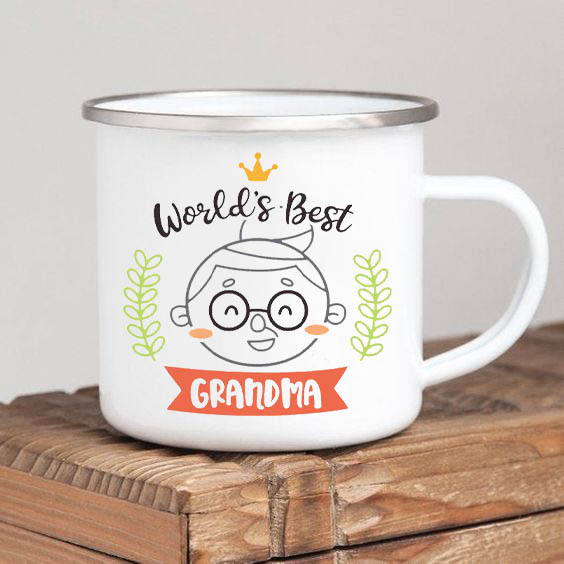 Cadeau de fête des mères pour grand-mère, meilleur grand-mère du monde, tasse à café, boisson de grand-mère, tasses en émail, cadeaux d'anniversaire pour grand-mère