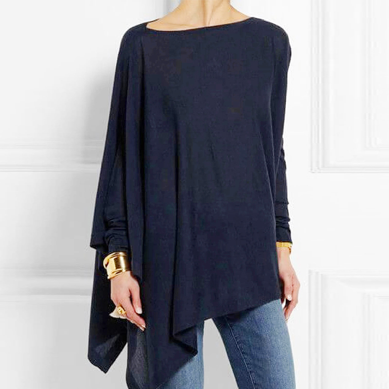 Femmes hauts et chemisiers coton irrégulier dames décontracté col rond à manches longues Blouse femme tunique 2023 printemps femme Blusas chemise