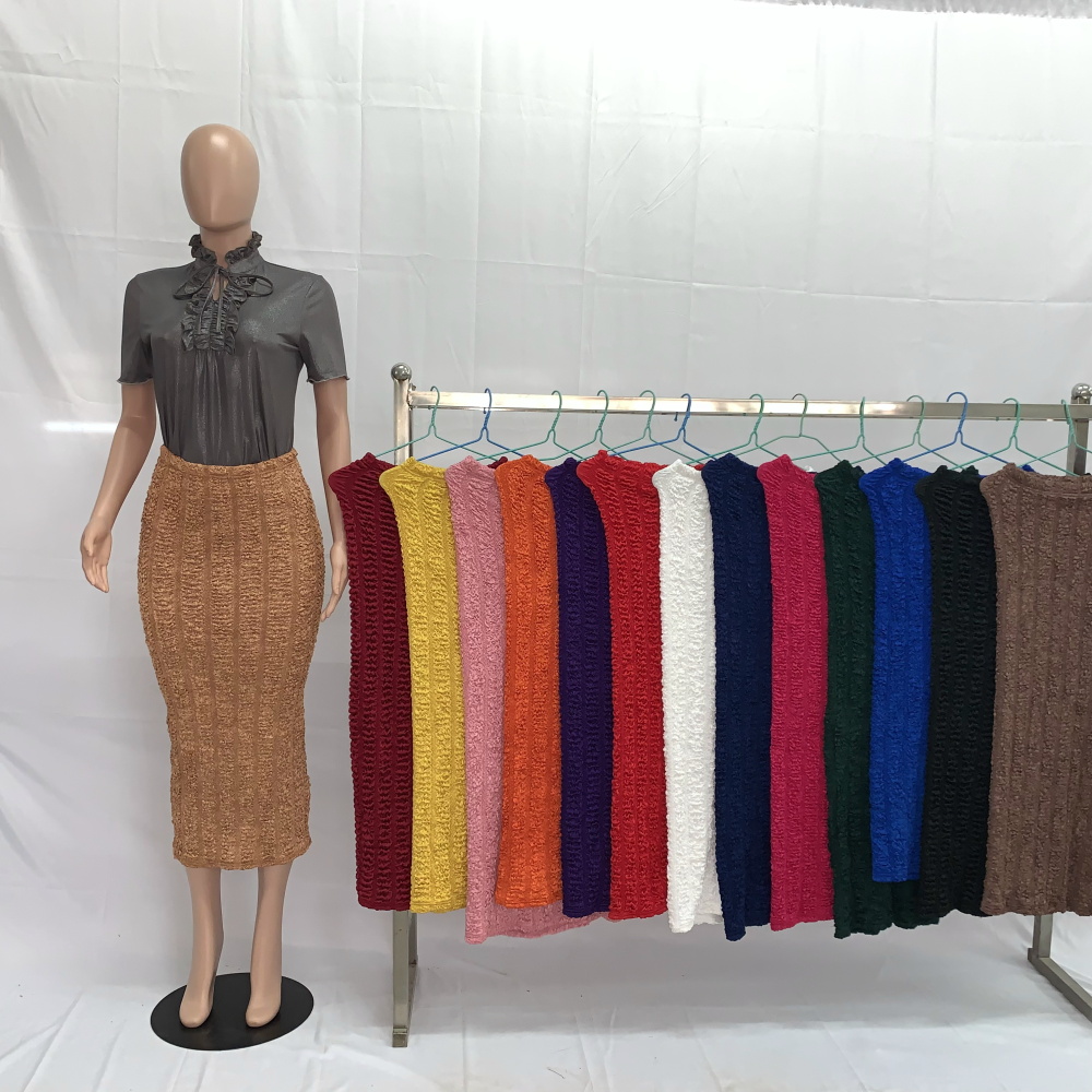 Nouvelle Collection Printemps-Été 2026 – Jupes Crayon Longues en Maille pour Femme, Taille Haute, Couleurs Pastel, Style Musulman, Grande Taille, Décontractées 202048 #