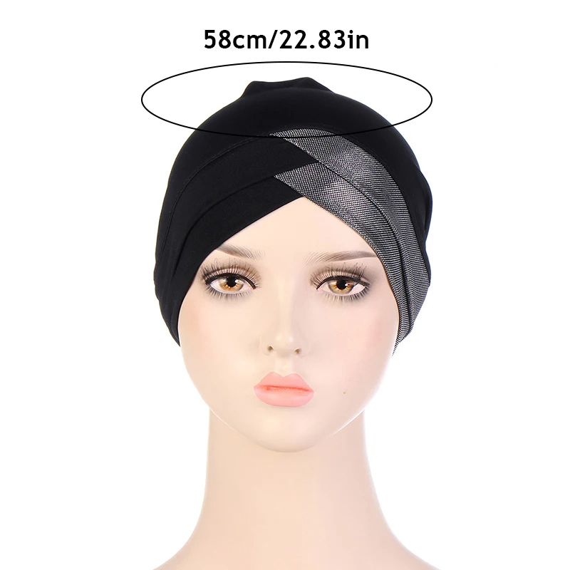 Turban Musulman avec Croix Frontale pour Femme, Casquette Hijab Intérieure Islamique, Sous-Foulard Arabe