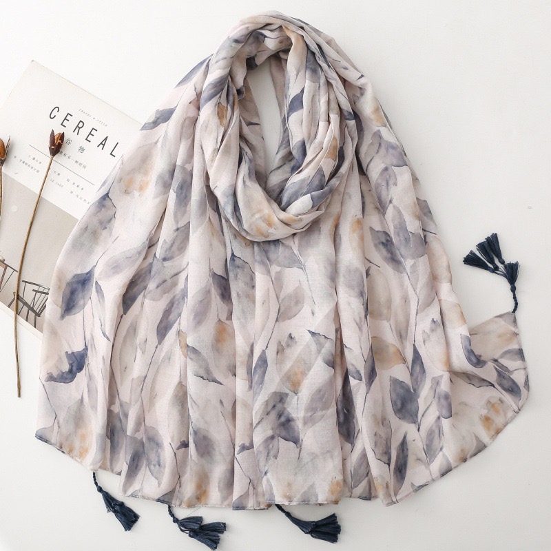 Châle Foulard en Viscose à Motif Floral Pétale et Pompon, Style Espagnol, pour Femme, Imprimé de Haute Qualité, Doux, Pashmina, Étole, Hijab Musulman, 180*90 cm