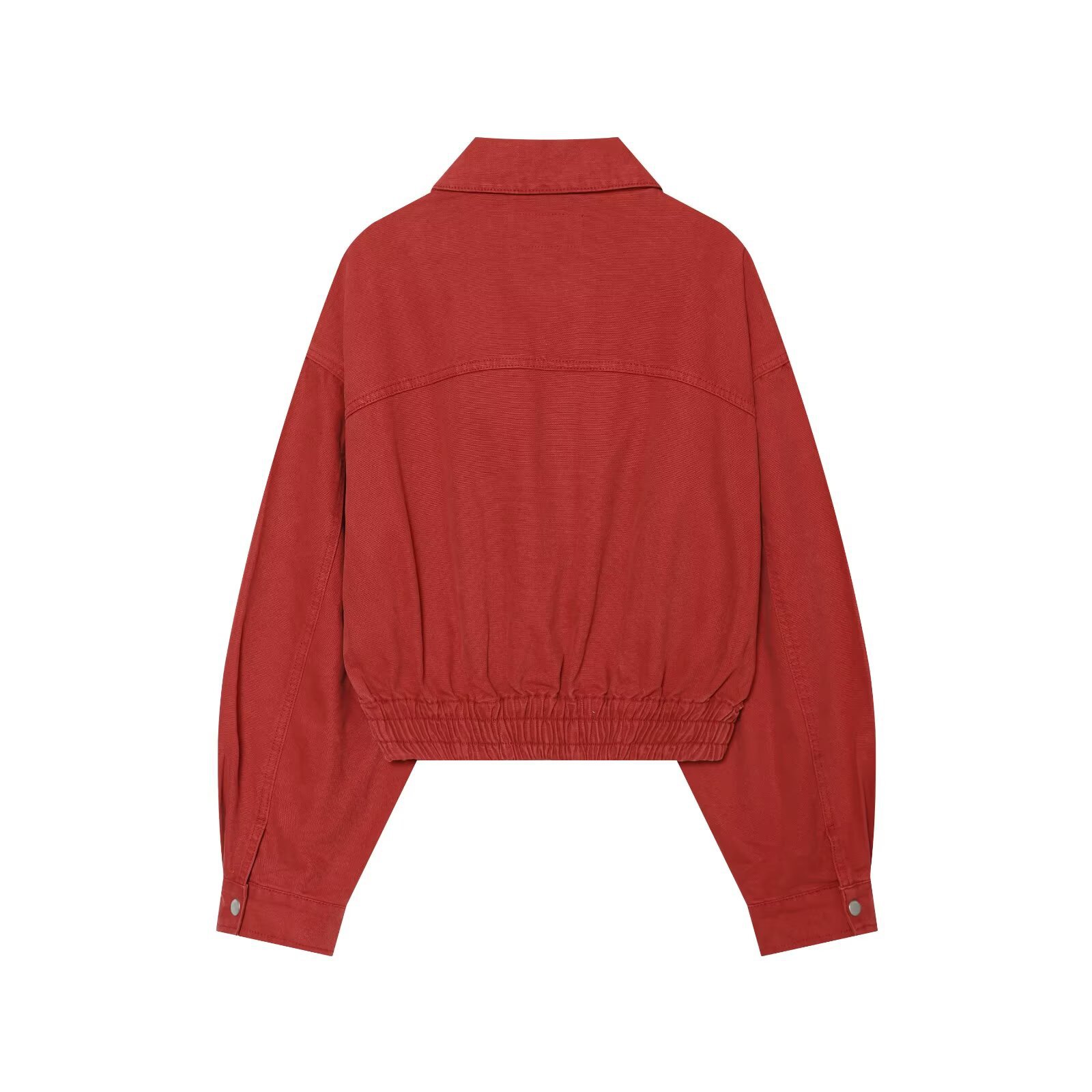 CH Veste rouge zippée pour femme, col montant, veste décontractée légère, style streetwear, coupe-vent, manteau printemps-automne