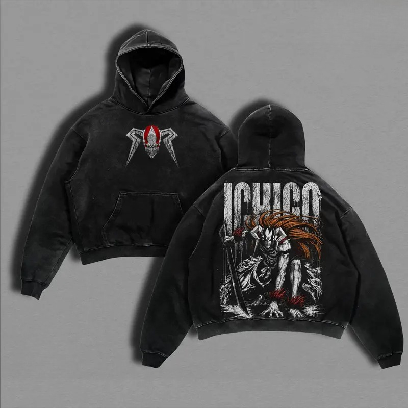 Vêtements Anime Bleach, sweat-shirt à capuche graphique Hikifune Kirio pour hommes et femmes, sweat-shirt en coton vintage lavé, streetwear Harajuku pour hommes