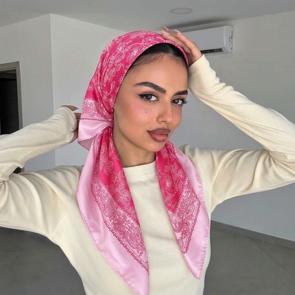 Hijab carré en satin de soie imprimé pour femmes, foulard de mode musulmane, style rock, foulard islamique doux, 90*90cm
