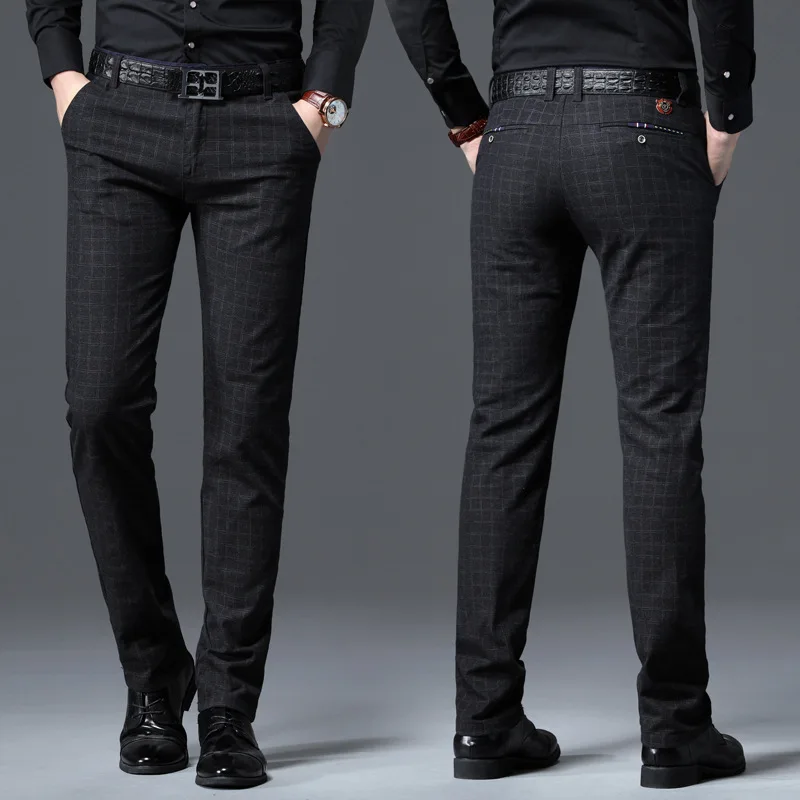 Printemps automne nouvelle mode hommes pantalons décontractés de haute qualité marque pantalons d'affaires vêtements masculins coton pantalons formels hommes vêtements