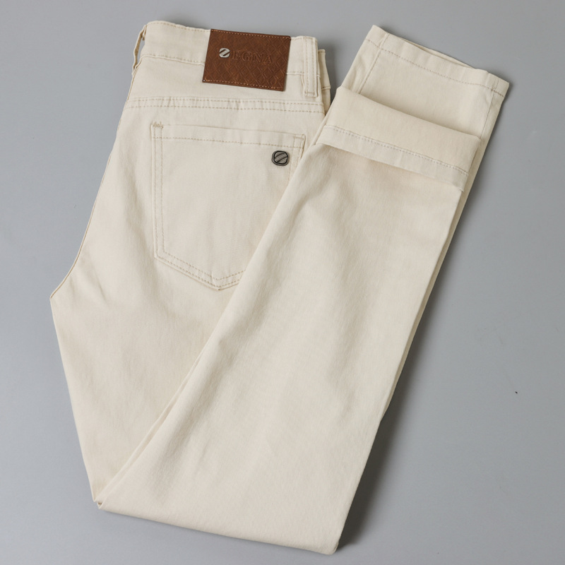 Jean de luxe haut de gamme pour hommes, pantalon élastique tendance polyvalent, coupe slim, simple et décontracté, printemps/été 2025
