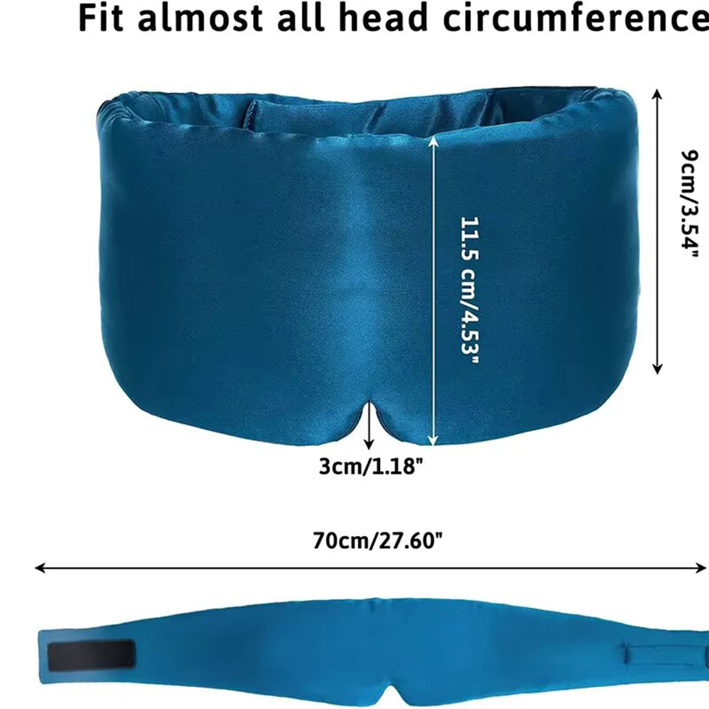 Masque de sommeil en soie doux et sans pression, 100% soie de mûrier pour les yeux et la peau, anti-rides, avec large bande velcro réglable pour les oreilles