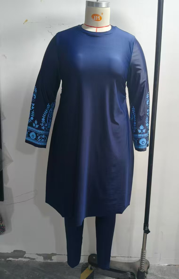 Maillot de bain burkini musulman pour femmes, ensemble 2 pièces à manches longues, couvrance totale, grande taille, séchage rapide, protection UV, tenue de bain modeste