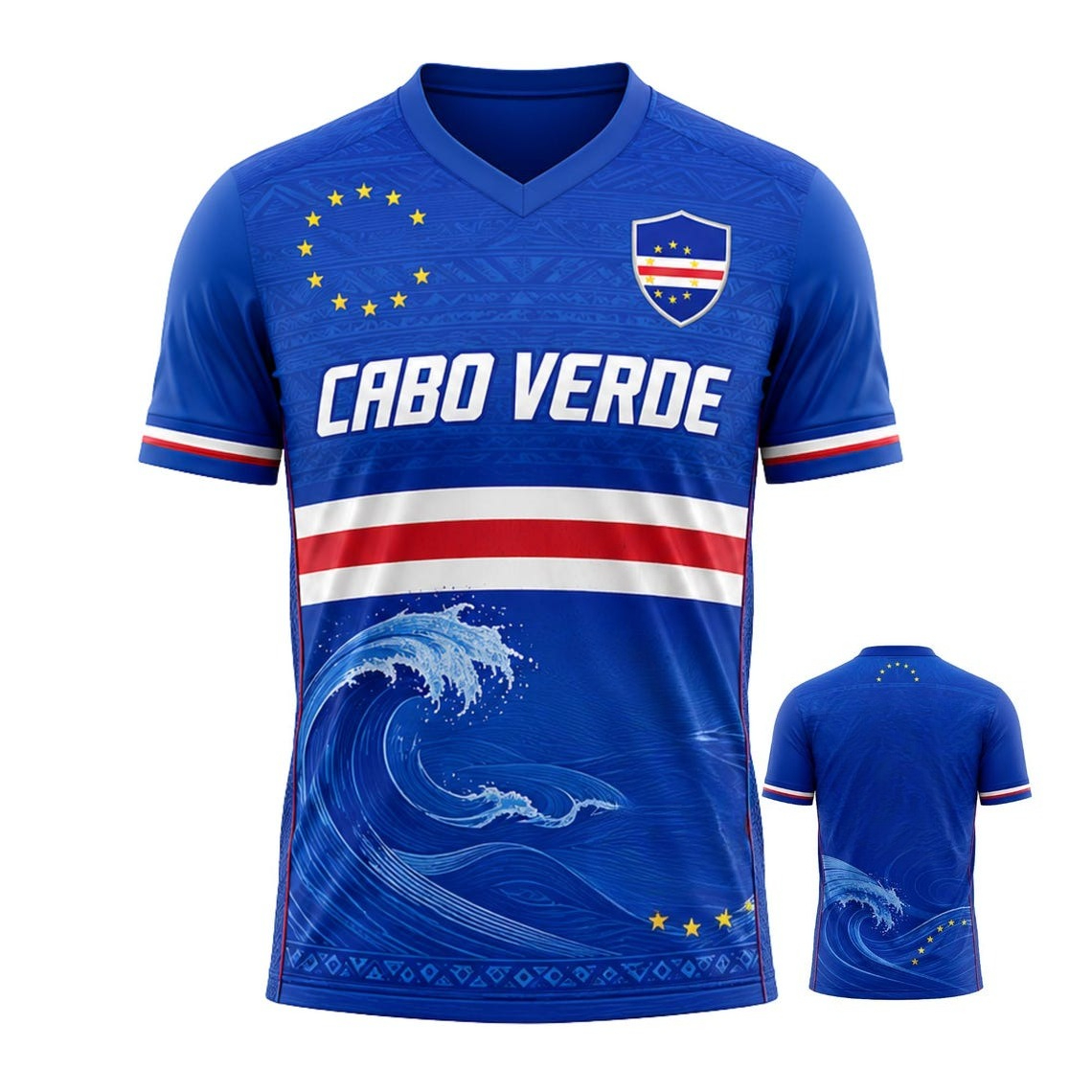 Maillot de football imprimé drapeau national Cap-Vert, pour hommes/femmes, t-shirt d'entraînement, décontracté, col rond, chemise de sport