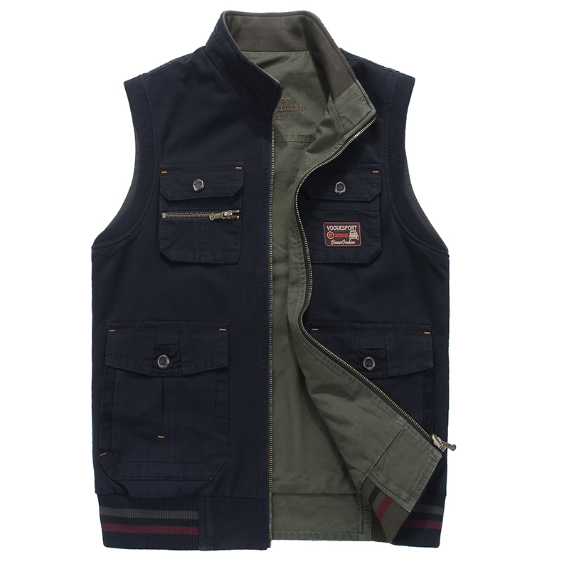 Automne hommes gilets sans manches photographe veste coton décontracté Multi poche gilet mâle gilet manteau grande taille 8XL