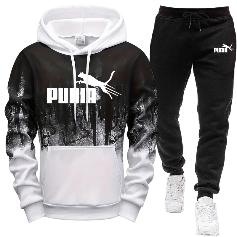 Ensemble de survêtement pour homme avec sweat à capuche et pantalon de jogging pour sports de plein air, automne-hiver, mode décontractée quotidienne