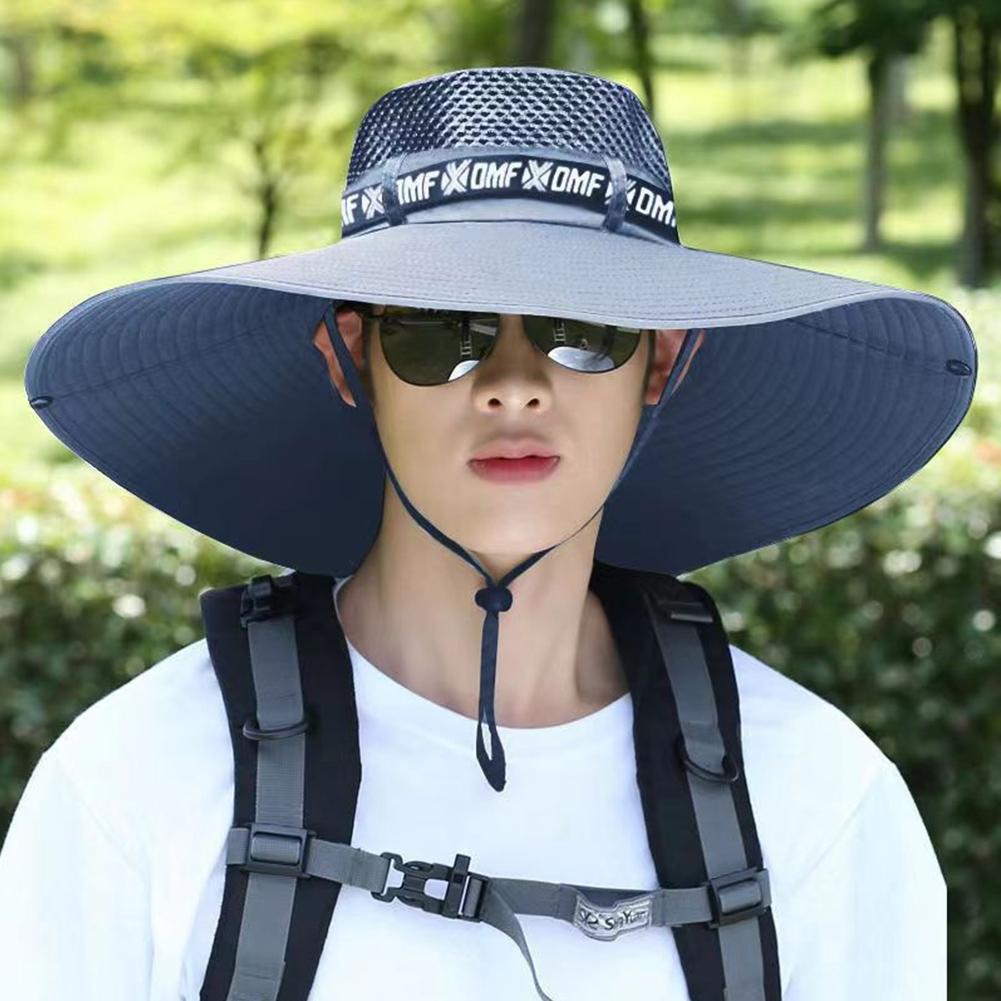 Chapeau de pêche respirant à grand bord pour hommes, casquettes de pêche, protection solaire contre les UV, chapeau de bain en maille, casquette de plage en plein air, randonnée, été, nouveau, 15cm