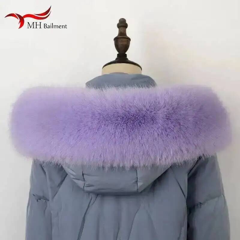 Écharpe d'hiver en fausse fourrure de renard pour hommes et femmes, col en fourrure, parka épaisse chaude, manteau à capuche, châle en fausse fourrure, écharpes de luxe, décor en fourrure