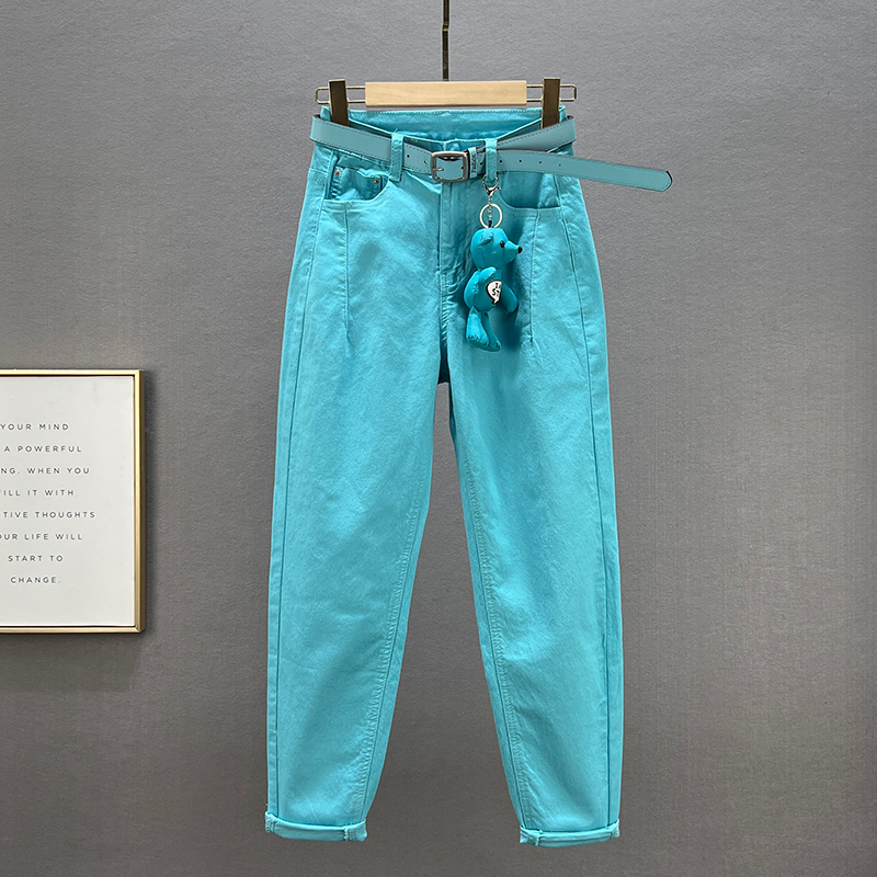 Jeans Station européenne pour femmes, 2023, nouvelle mode printemps automne, taille haute, polyvalente, ample, coton, Stretch, Denim, sarouel