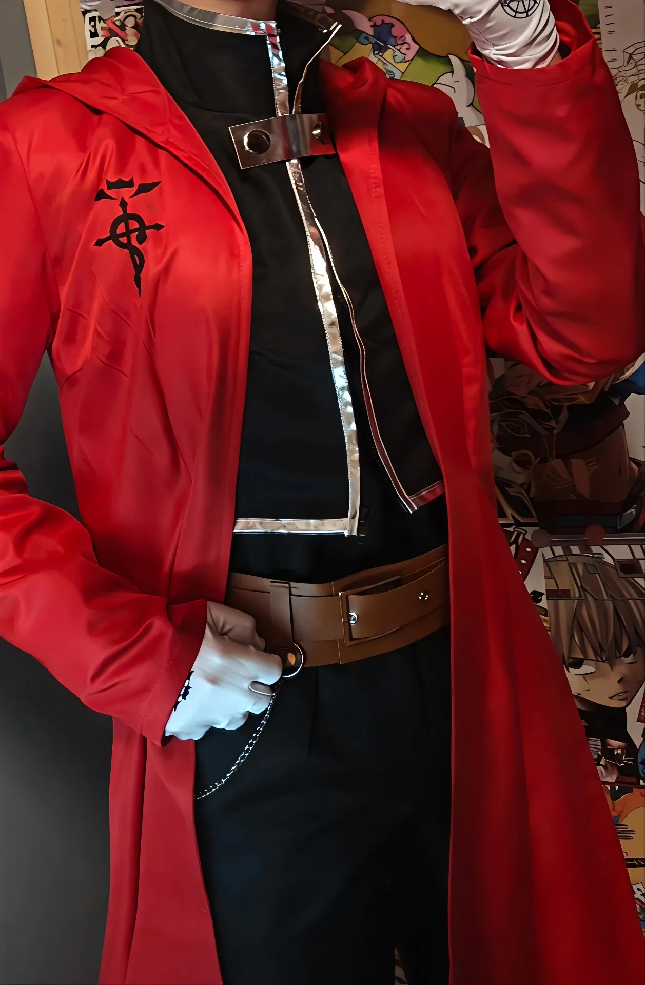 Costumes de Cosplay Anime Fullmetal Alchemist Edward Elric pour hommes, cape rouge, gilet, T-Shirt, pantalon, gants, tenues pour Halloween, costume de carnaval