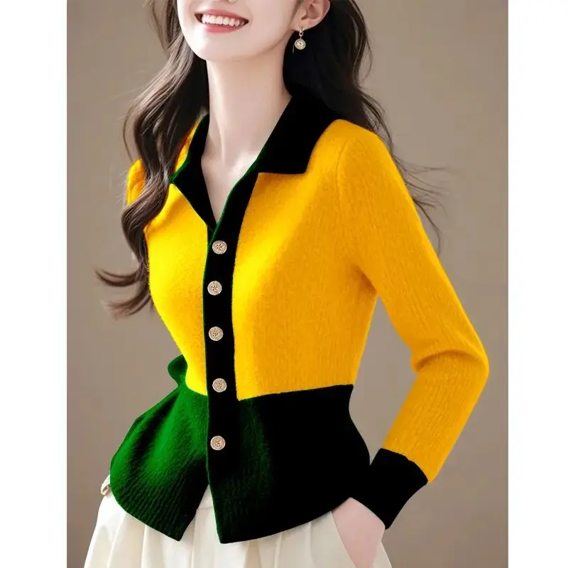 Cardigan tricoté blanc pour femme, Style coréen doux, taille Unique, exquis, Patchwork, pull, vêtements féminins, automne hiver
