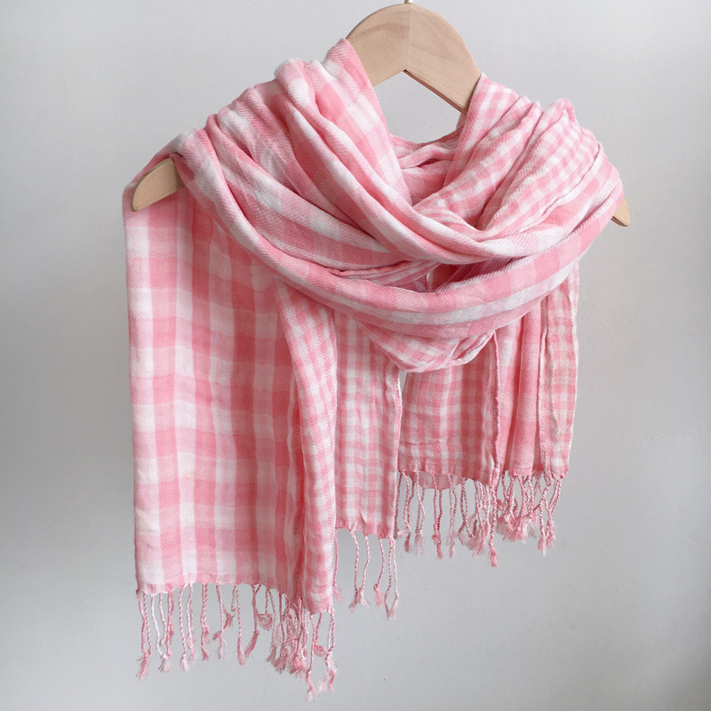 Écharpe à carreaux 100% coton, matériau naturel, automne et hiver