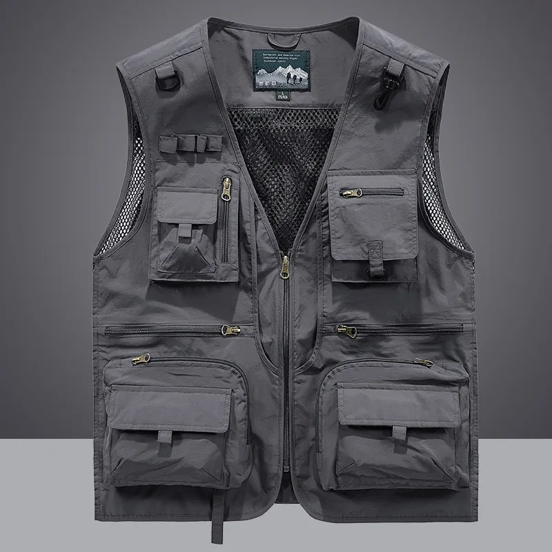 Gilet d'été décontracté pour hommes, grande taille 6XL, pantalon de travail sans manches, gilet multi-poches, veste de travail tactique pour hommes