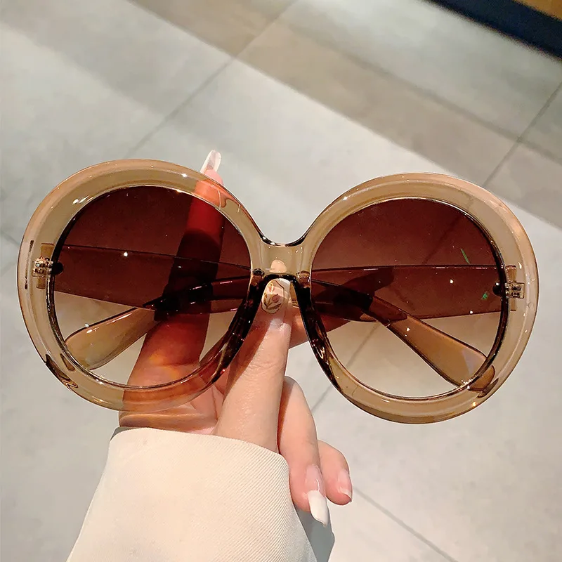 Respzed-Lunettes de soleil rondes à grande monture pour hommes et femmes, lunettes populaires, nuances roses, vintage, punk, marque de luxe, designer