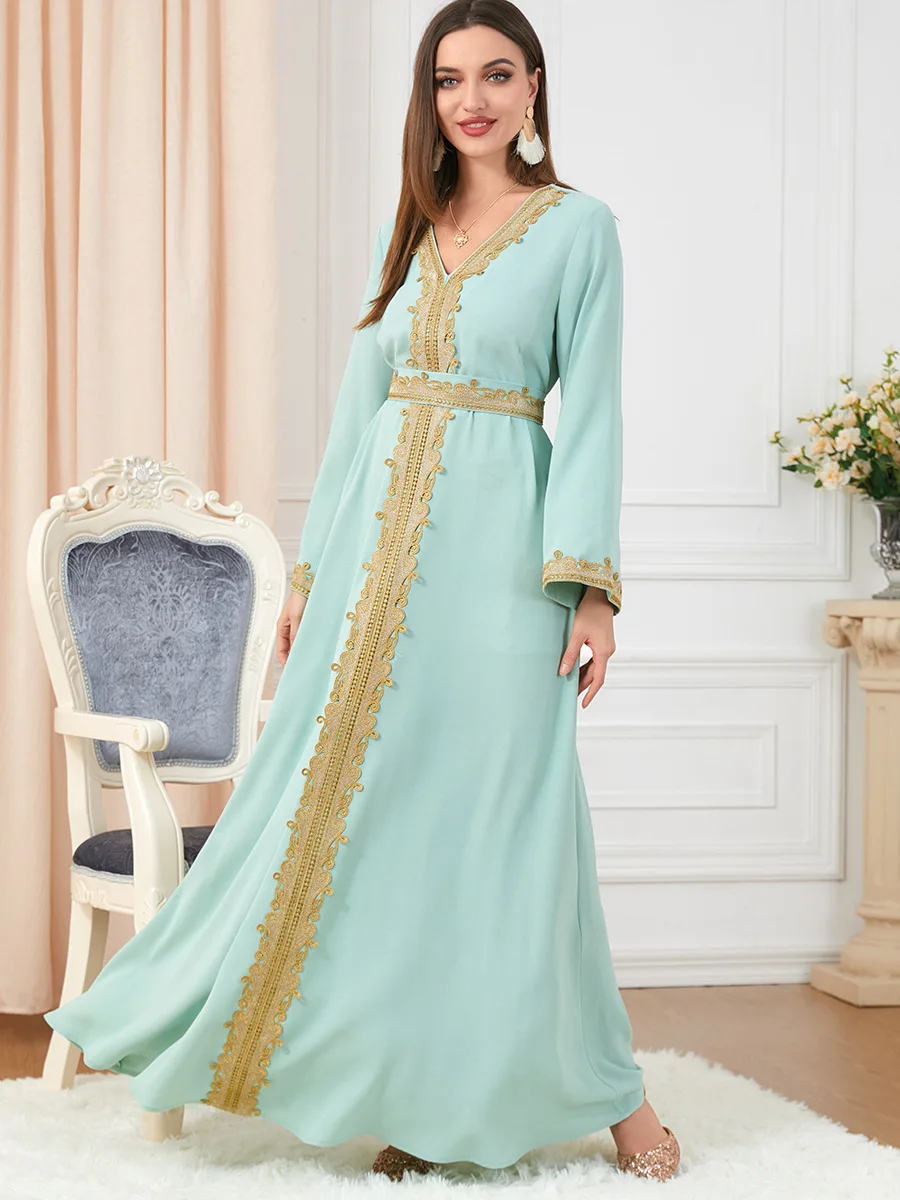 Robe musulmane arabe marocaine Abaya femmes broderie maxi Abayas dubaï turquie Islam caftan Longue musulmane robes Largos 2022