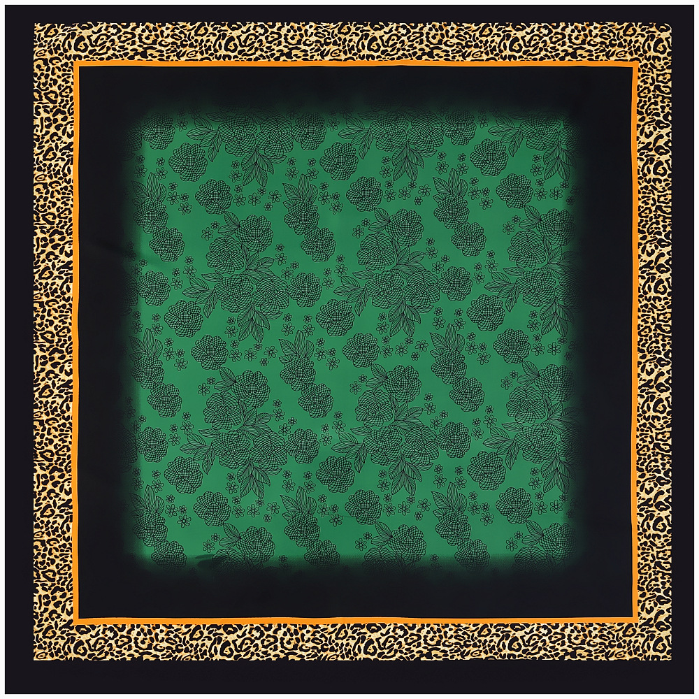 Écharpe carrée léopard vert bandana pour femme, foulard pour femme, châle tendance, marque de luxe, 130cm