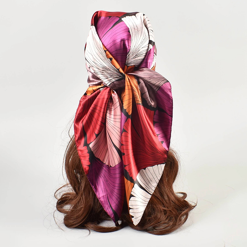 90*90 cm Foulard en soie Scarftop chapeaux femmes Design de luxe Foulard de cheveux crème solaire plage Hijab Foulard Bandana Femme Foulard