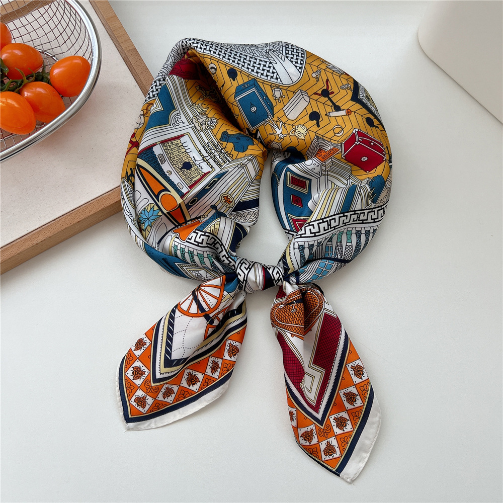 70*70 cm nouveau Foulard carré de luxe foulards en soie femmes cou cheveux cravate bande Hijab Foulard bandeau lisse Bandana femme Foulard
