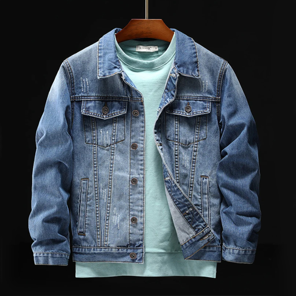 Vestes en jean brodées pour hommes, streetwear bleu rétro, manteau mince déchiré, vêtements d'extérieur décontractés pour moto, printemps et automne