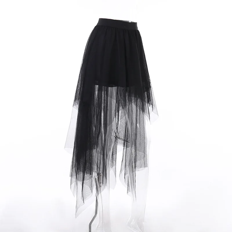 Jupes décontractées Punk Sexy Net fil taille haute jupe irrégulière pour les femmes été nouveau Style gothique européen et américain polyvalent